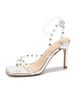 Sandales à Talons Femme Verni avec Bout Ouvert à Lacets Unicolore