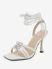 Sandales À Talons Femmes Bout Ouvert Talon Aiguille Chaussures À Lacet En Cuir PU