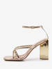 Sandales à talons femmes chaussures bout carré doré
