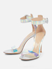 Sandales à talons femmes chaussures métalliques à bout ouvert et bride à la cheville