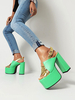 Sandales à talons femmes Chunky Heel PU en cuir Vert Sandales d\