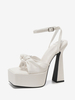 Sandales À Talons Femmes Noué Bout Épais Talons Carré Cuir PU