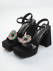Sandales à Talons Haute Femme avec Plateforme avec Bout Ouvert en Cuir Synthétique Unicolore
