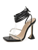 Sandales à Talons Hautes à Lacets à Cuir Synthétique Femmes avec Bout Ouvert Décors avec Paillettes avec Boucles Bicolores