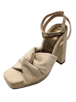 Sandales à Talons Hautes avec Plateformes Femmes à Cuir Synthétique en Crôute avec Bout Ouvert Unicolore avec Boucle