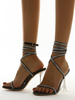 Sandales à Talons Hautes Fins à Cuir Synthétique Femmes avec Bout Ouvert à Lacets Décors avec Boucles Paillettes Bicolores Sandales à Talons Hautes Fins