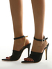 Sandales à Talons Hautes Fins à Cuir Synthétique Femmes avec Bout Ouvert Décors avec Chaînes Métales Bicolores Sandales à Talons Hautes Fins