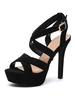 Sandales à Talons Hautes Fins avec Plateforme Femmes Cousu à Lacets à Cuir Synthétique en Crôute avec Bout Ouvert Unicolore