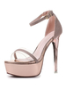 Sandales à Talons Hautes Fins avec Plateforme Femmes Cousu Paillettes à Cuir Synthétique Vernis avec Bout Ouvert Unicolore