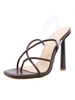 Sandales à Talons Hautes Fins Femmes à Cuir Synthétique avec Bout Ouvert à Lacets à Cuir Synthétique Unicolore