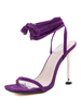 Sandales à Talons Hautes Fins Femmes à Cuir Synthétique en Crôute à Lacets avec Bout Ouvert Unicolore Sexy