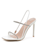Sandales à Talons Hautes Fins Femmes à Cuir Synthétique en Paillettes avec Bout Ouvert Unicolore Sexy