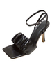 Sandales à Talons Hautes Fins Femmes à Lacets à Cuir Synthétique avec Bout Ouvert avec Boucles Unicolore