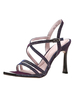 Sandales à Talons Hautes Fins Femmes Cousu en Paillettes à Lacets à Cuir Synthétique avec Bout Ouvert Unicolore