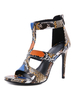 Sandales à Talons Hautes Fins Femmes Imprimés Animal à Cuir Synthétique avec Bout Ouvert Multicolores