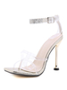Sandales à Talons Hautes Fins Femmes Transparentes à Lacets avec Bout Ouvert Bicolores Sexy