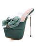 Sandales à Talons Hautes Fins Sexy Femmes avec Plateformes à Cuir Synthétique en Crôute Décors avec Noeud avec Bout Ouvert Unicolore