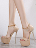Sandales à Talons Hautes Fins Sexy Femmes avec Plateformes avec Boucles Métals avec Bout Ouvert Unicolore