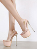 Sandales à Talons Hautes Fins Sexy Femmes Transparents avec Plateformes avec Boucles Métals avec Bout Ouvert Bicolores