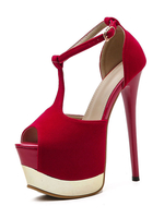 Sandales à Talons Hautes Sexy avec Plateforme à Cuir Synthétique en Crôute avec Bout Ouvert à Lacets Bicolores