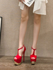 Sandales à Talons Hautes Sexy avec Plateforme à Cuir Synthétique en Crôute avec Bout Ouvert Bicolores