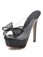 Sandales à talons hauts - Plateforme noire - Pantoufles dos nu à sandales