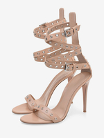 Sandales À Talons Hauts Aigus Abricot En Daim Bride Croisé Et Découpé Chaussures Femme