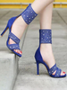 Sandales à talons hauts Bleu Bout ouvert Strass Chaussures de soirée à bride cheville