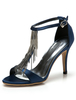 Sandales à talons hauts Bleu T Type Sandal Chaussures Satin des années 1920 Vintage Chaussures