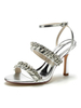 Sandales à talons hauts Champagne cuir PU bout ouvert strass chaussures de soirée femmes chaussures de fête