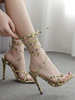 Sandales à talons hauts Chaussures à lacets en cuir Synthétique