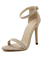 Sandales à talons hauts chaussures de soirée pailletées dorées sandales
