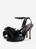 Sandales à talons hauts dorés bout fleur rond chaussures de bal à fleurs soirée femmes