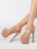 Sandales à talons hauts en cuir PU abricot à bout ouvert Chaussures sexy