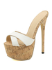 Sandales à talons hauts en cuir PU blanc Peep Toe Sandales sexy Mule à talons