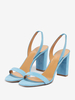 Sandales à talons hauts en daim bleu chaussures de bal à bride arrière et bout ouvert