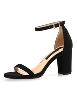 Sandales à talons hauts en daim noir bout ouvert cheville sangle talon sandales pour les femmes