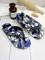 Sandales à talons hauts en PVC bleu profond à bout rond et tongs de plage