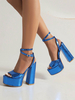 Sandales à Talons Hauts Femme avec Bout Ouvert Verni