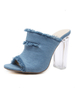 Sandales à talons hauts Femmes Denim Peep Toe Mules à talon clair