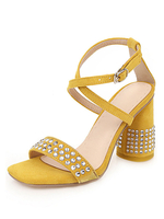 Sandales à talons hauts Femmes Suede Bout ouvert Strass Criss Cross Block Talon Sandal Chaussures