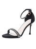 Sandales à talons hauts noir Micro daim haut bout rond strass chaussures de soirée femmes chaussures de fête