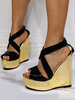 Sandales à talons hauts Noir PU cuir ouvert Toe Sexy Talon Sandals