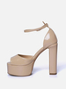 Sandales à talons hauts nude à plateforme et bout ouvert avec bride à la cheville pour soirées et bals de fin dannée