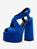 Sandales à talons hauts épais bleues chaussures bout ouvert sexy à lanières