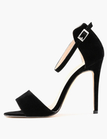 Sandales à talons hauts robe noire 2021 sandales en daim Boucle bout ouverte Sandales de bride cheville