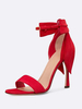 Sandales à talons hauts rouges à bout ouvert avec boucle et nœuds Chaussures de bal