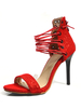 Sandales à talons hauts rouges sandales à bout ouvert lacets Sandals Chaussures habillées pour femmes