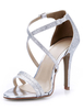 Sandales à talons hauts Sandales à talons aiguilles à paillettes argentées pour femmes