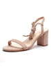 Sandales à talons Lavande Talon épais Bout rond Micro Suede Bride de cheville supérieure Talons